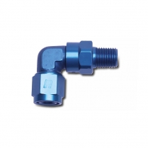 -6 AN Female to Male 3/8" NPT 90 Deg Swivel Fitting - Blue