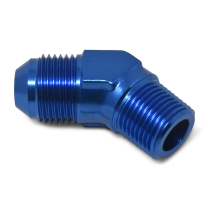 -4 AN Male x 1/4" NPT Male 45 Degree Adapter Fitting - Blue