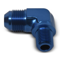 -8 AN Male x 3/8" NPT 90 Degree Adapter Fitting - Blue