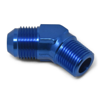 -4 AN Male to 1/8" NPT 45 Degree Elbow Fitting - Blue