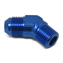 -8 AN Male x 3/8" NPT 45 Degree Elbow Fitting - Blue