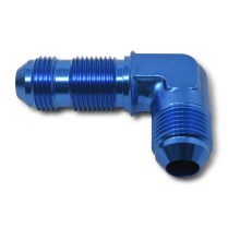 -10 AN Male to -10 AN Male 90 Degree Bulkhead Fitting - Blue