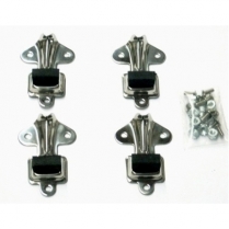 1932 Ford Hood Clips with Bumpers - Stainless Set of 4