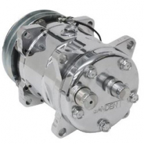 Sanden 508 Rear Exit V-Belt A/C Compressor - R134 Chrome