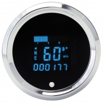 Solarix 3-3/8" Speedometer - Chrome/Blue