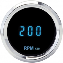 Solarix 2-1/16" Mini Tachometer - Chrome/Blue