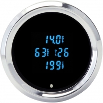 Solarix 3-3/8" Quad Gauge - Chrome/Blue