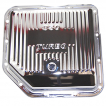 GM Turbo 350 Finned Stock Depth Transmission Pan - Chrome