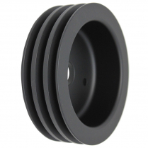 Chevy SB SWP 3 Groove Crank Shaft Pulley - Black Aluminum