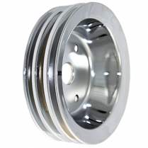 Chevy SB SWP 3 Groove Crank Shaft Pulley - Chromed Steel