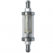 Fuel Filter with 5/16" Inlet & Outlet - Chromed & Glass