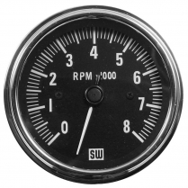 Deluxe Series Black Series 8000 rpm Tachometer - 3-3/8"