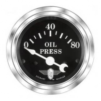 Wings Series Black Face 0-80 PSI Oil Pressure Gauge- 2-1/16"
