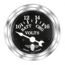 Wings Series Black Face Volt Gauge 10-16 Volts - 2-1/16"