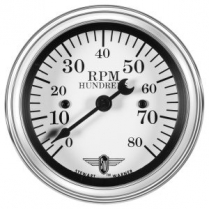 Classic Wings White 8000 rpm Tachometer - 3-3/8"