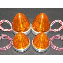 Beehive Light with Black Billet Bezels and Amber LEDs - Pair