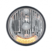 7" Crystal Halogen Headlight with 6 Amber LED Turn Signal