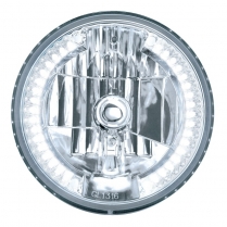 7" Crystal Headlight with 34 White LED Turn Signal Light