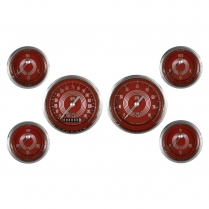 V8 Red Steelie 6 Ga 3-3/8" Speedo, Tach & 2-1/8" - SHC