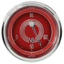 V8 Red Steelie 2-1/8" 0-100 PSI Oil Press Gauge - SHC