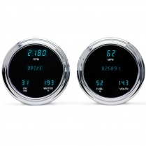 VFD Dual 4.75" Round Designer Series 6 Gauge Kit - Teal Lens