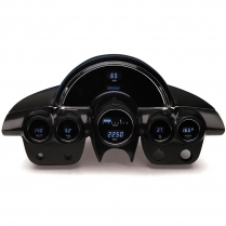 1958-62 Corvette VFD Gauge Kit with Chrome Housings - Teal