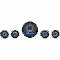 Universal Five Gauge Round VHX Gauge Kit - Carbon Fiber/Blue