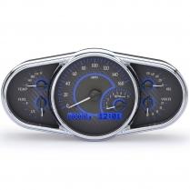 Universal 5" x 10" Elliptical Gauge Kit - Carbon Fiber/Blue