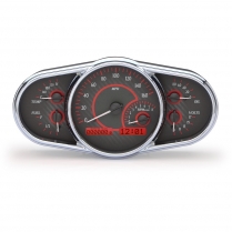 Universal 5" x 10" Elliptical Gauge Kit - Carbon Fiber/Red