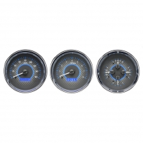 Universal 5" Round Trio VHX Gauge Kit - Carbon Fiber/Blue