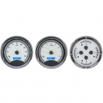 Universal 5" Round Trio VHX Gauge Kit - Silver/Blue