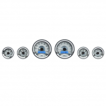 Universal 6 Gauge Round Gauge Kit - Silver/Blue