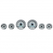 Universal 6 Gauge Round Gauge Kit - Silver/White