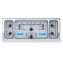 1935-36 & 39 Ford Pass Car VHX Gauge Kit - Silver/Blue