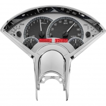 1955-56 Chevy Pass Car VHX Series Gauge Kit - Silver/Red