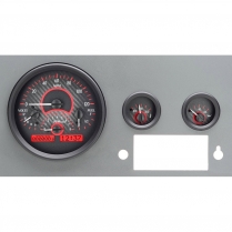 1955-86 Jeep CJ VHX Gauge Kit - Carbon Fiber/Red