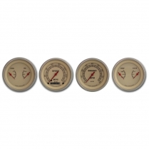 Vintage 4 Gauge Kit 3-3/8" Speedo, Tach & 2 Duals - SLF