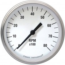 White Hot 4-5/8" 0-8000 RPM Tachometer Gauge - SLC