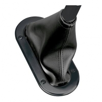 Floor Mounted Hand Brake Boot with Alum Trim Ring - Black